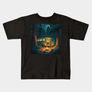 Camping Adventure in the Forest, Campire at Night Kids T-Shirt